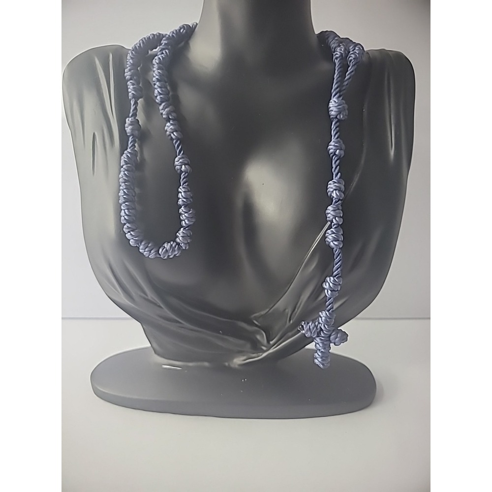 Vintage Necklace Woven Crucifix Rosary Blue Unisex Woman Man Religious